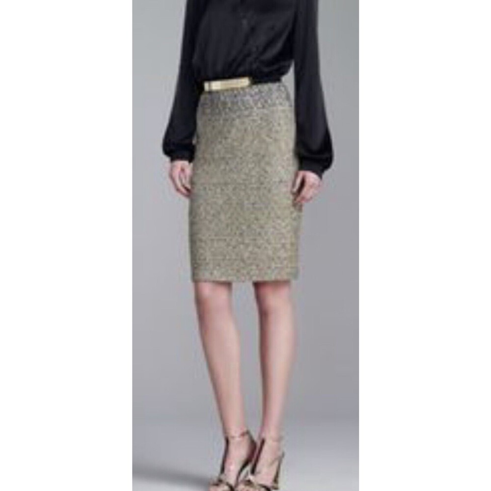 St. John Evening Women's Skirt Gray Knit Multi Color Sequin Size 8 NWT $845